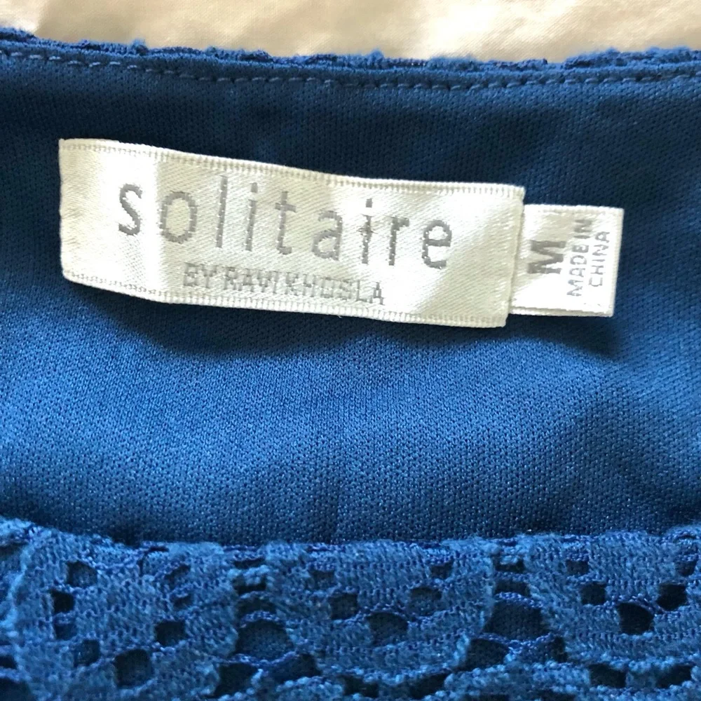 Blue Lace Maxi Dress - Sleeveless High-Low Evening Gown - Picture 4 of 9